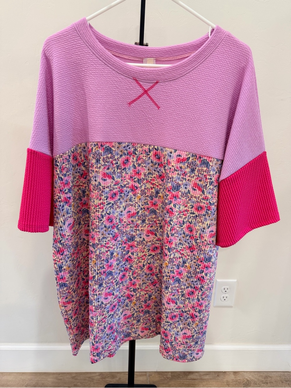 Celeste Floral Colorblock Waffle Knit Top – Size 1X – NWOT
